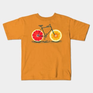 Vintage Orange Old Bike with Retro Cycle Frame Kids T-Shirt